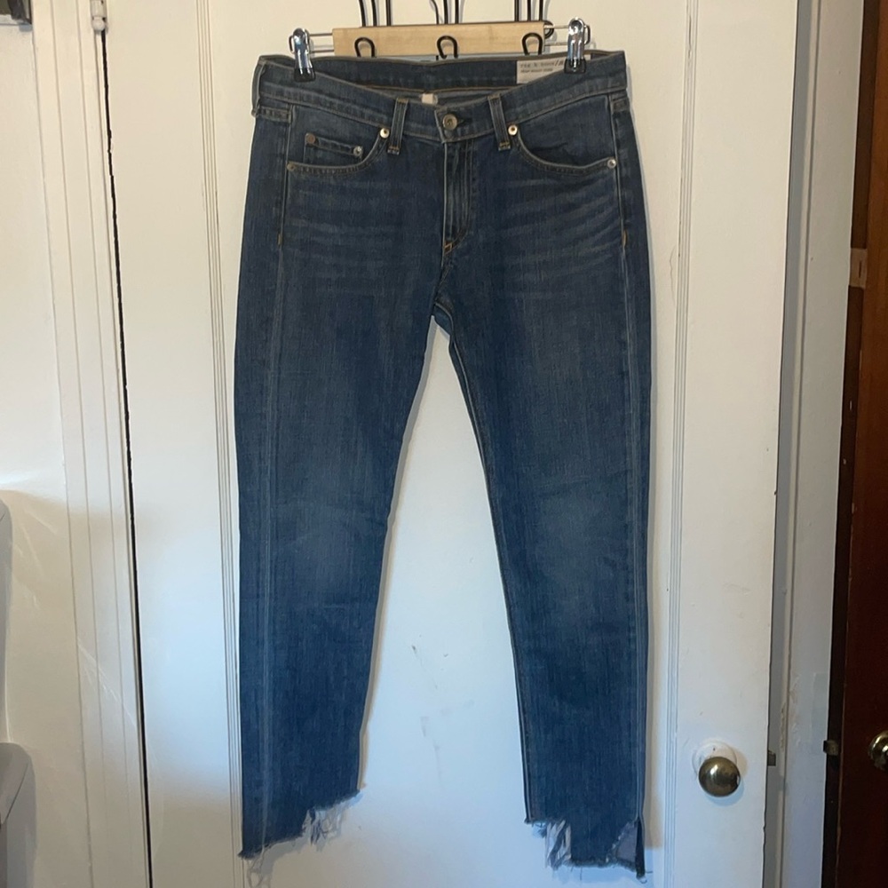 rag & bone Heavy Weight Denim skinny capri in Hampton blue jeans